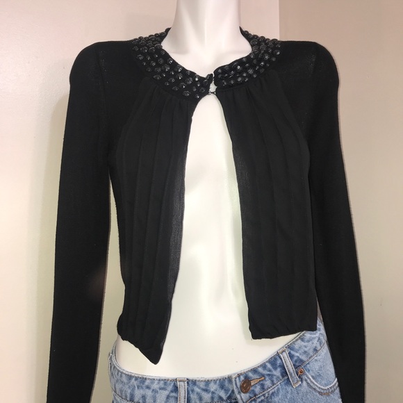 Esprit Black Bejewelled Black Rayon Crop Cardigan - Picture 3 of 12